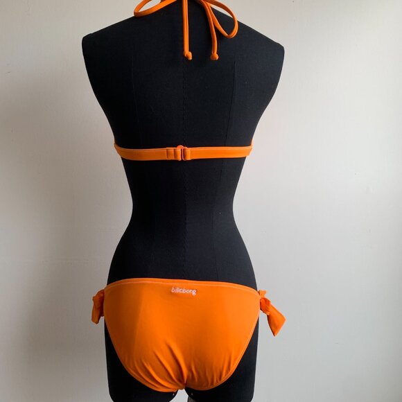 Billabong surf BLUE CRUSH era Vintage bikini solid Orange halter top set RARE - Picture 7 of 8